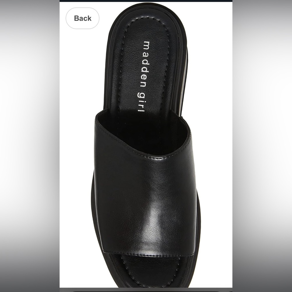 NEW Madden Girl Windy Black Paris Platform Wedge Slip-on Peep Toe Sandal Sz 11m - Picture 4 of 11
